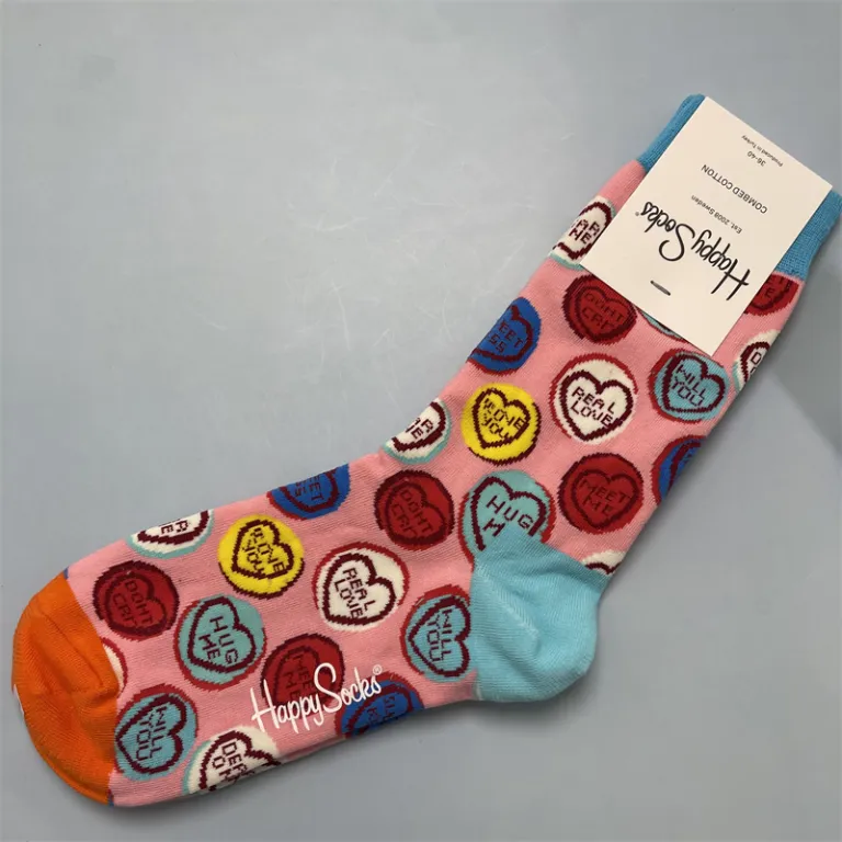 جوراب زنانه رنگارنگ HappySocks طرح کارتونی بامزه مدل اینستاگرامی نیمه‌ساقه بیرونی خیابانی