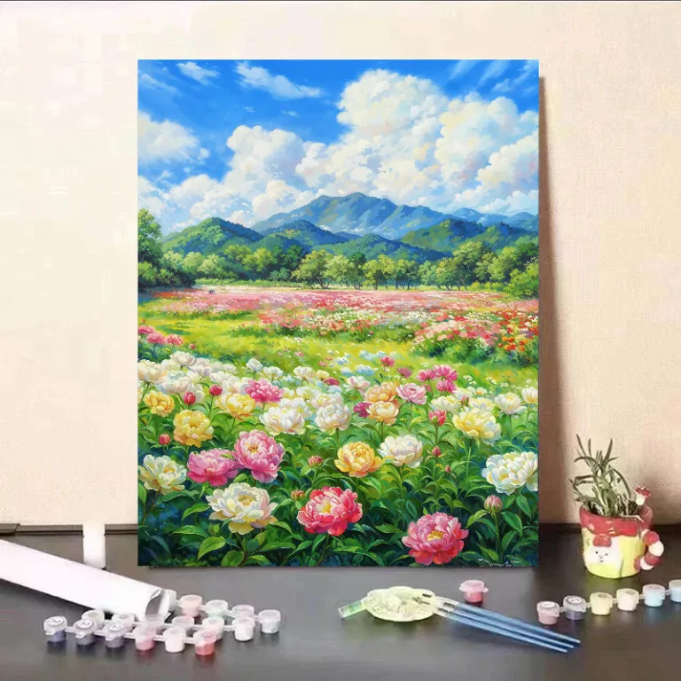 نقاشی رنگ‌آمیزی با اعداد تابستانی میازاکی، کاردستی رنگ‌آمیزی آرامش‌بخش، تابلوی دکوری اتاق نشیمن به سبک اینس، مناسب هدیه