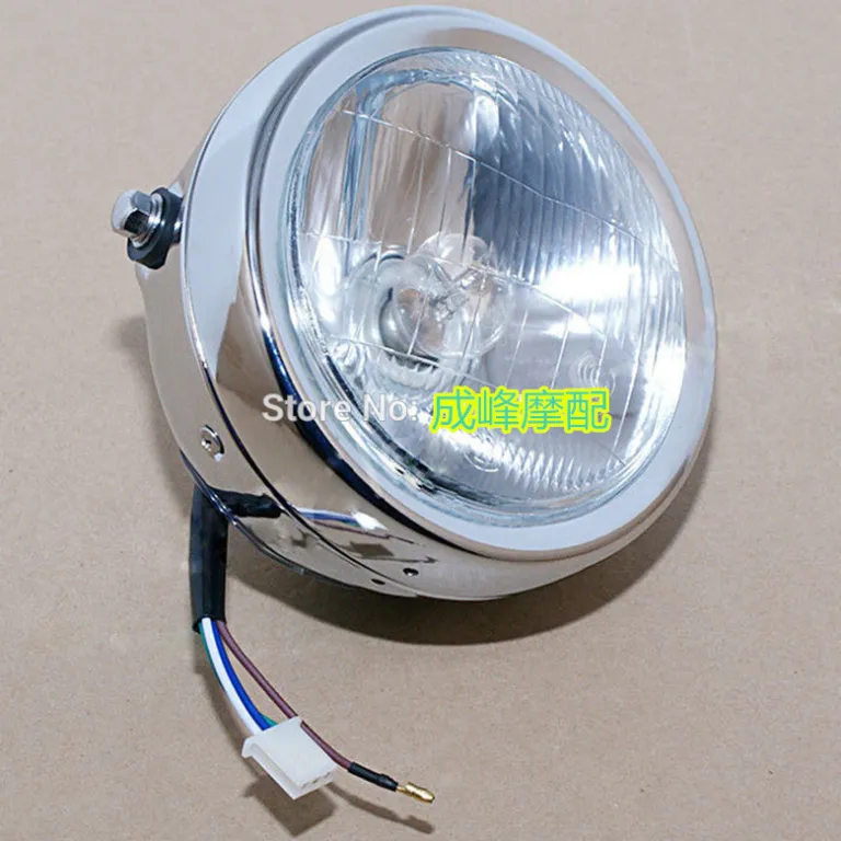 GN125 چراغ جلوی رترو CG125 چراغ بزرگ رترو قابل تغییر برای موتورسیکلت چراغ نور بالا و پایین گرد مشکی آبکاری شده