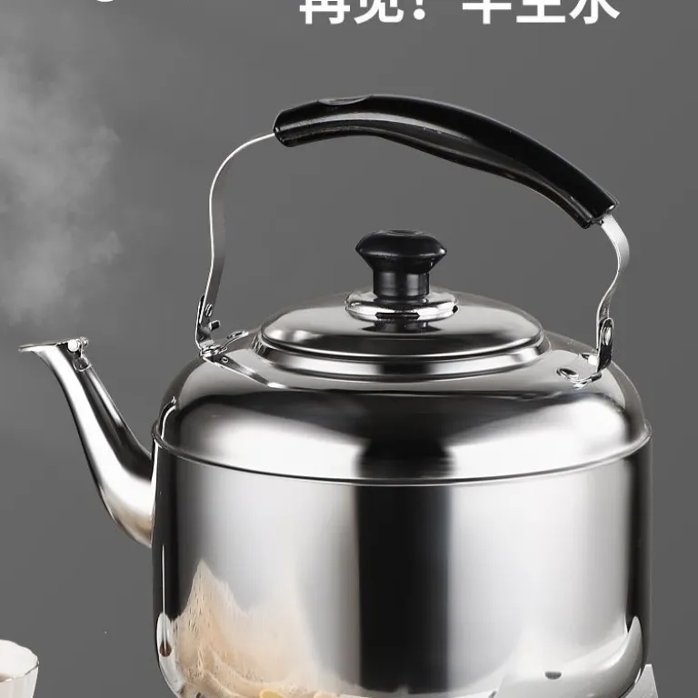 کتری استیل ضدزنگ خانگی با ظرفیت بالا، سوت‌دار، مناسب چای، مقاوم برای گاز و اجاق القایی با بدنه ضخیم