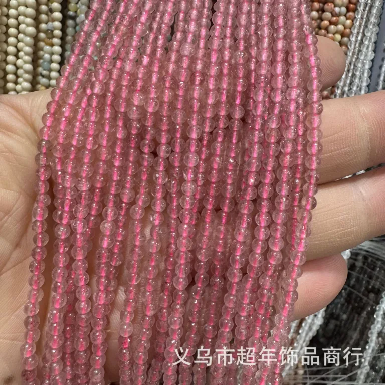 2mm3mm4mm مهره‌های گرد کوچک سنگ طبیعی، لوازم جانبی زیورآلات، آمیتیست، آونتورین سبز، تورمالین، مهره‌های DIY عمده