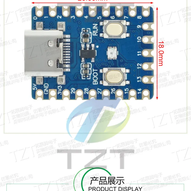 برد توسعه RP2350-Zero میکروکنترلر با رابط Type-C مبتنی بر تراشه RP2350 رزبری پای