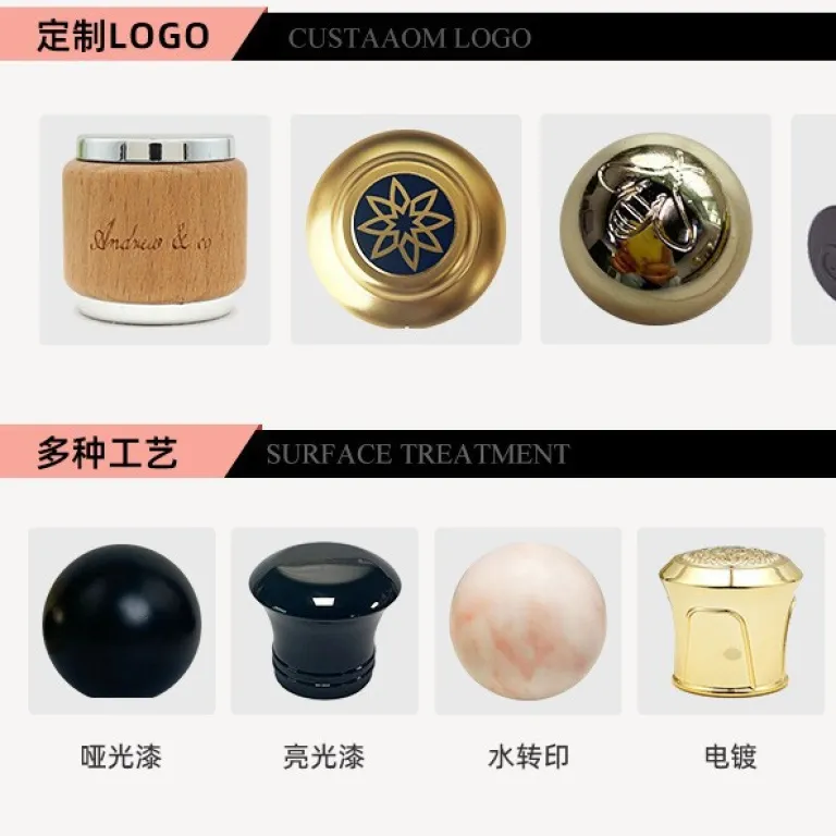 نمونه عکاسی با کیفیت بالا درب عطر پلاستیکی ABS سنگین‌شده طلایی و نقره‌ای پرفروش در دبی، اروپا و آمریکا
