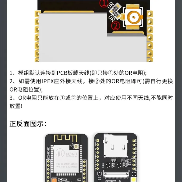 برد توسعه ESP32-CAM ماژول وای‌فای و بلوتوث ESP32 مبدل پورت سریال مناسب برای دوربین OV2640/5640