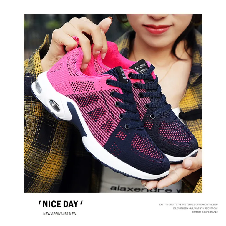 کفش ورزشی زنانه بهاره کراسبوردر سایز بزرگ زیره نرم کفش دویدن کفش هوا shoes کفش توری راحتی