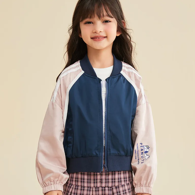 SNOOPY کاپشن بچه‌گانه پاییزه 26 ژاکت بیسبال دخترانه کوتاه کژوال