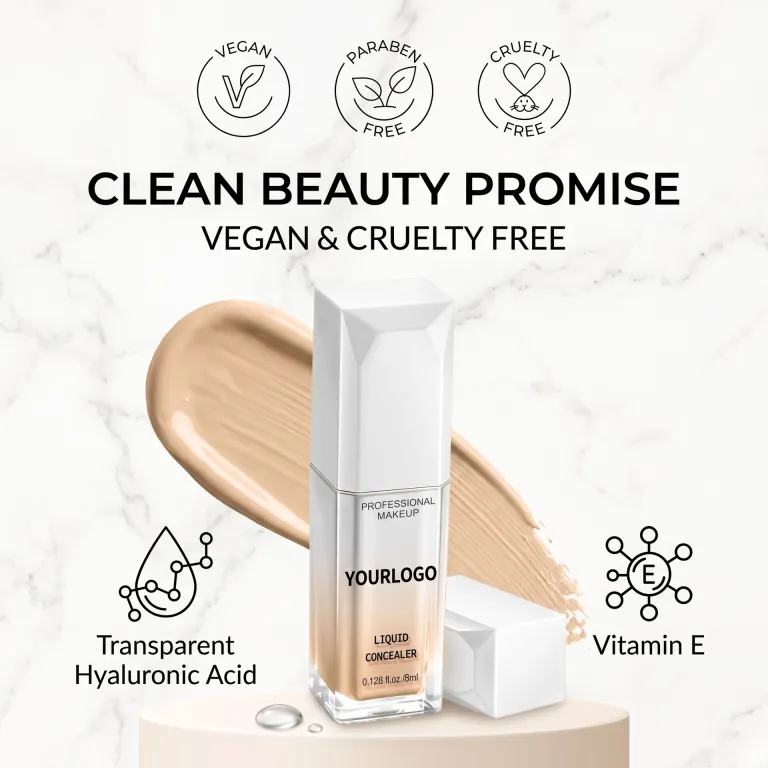 کانسیلر مایع آماده ارسال برون‌مرزی بدون لوگو رنگ LOGO12 Concealer عمده ضدآب، کرم پوشاننده روشن‌کننده پوست