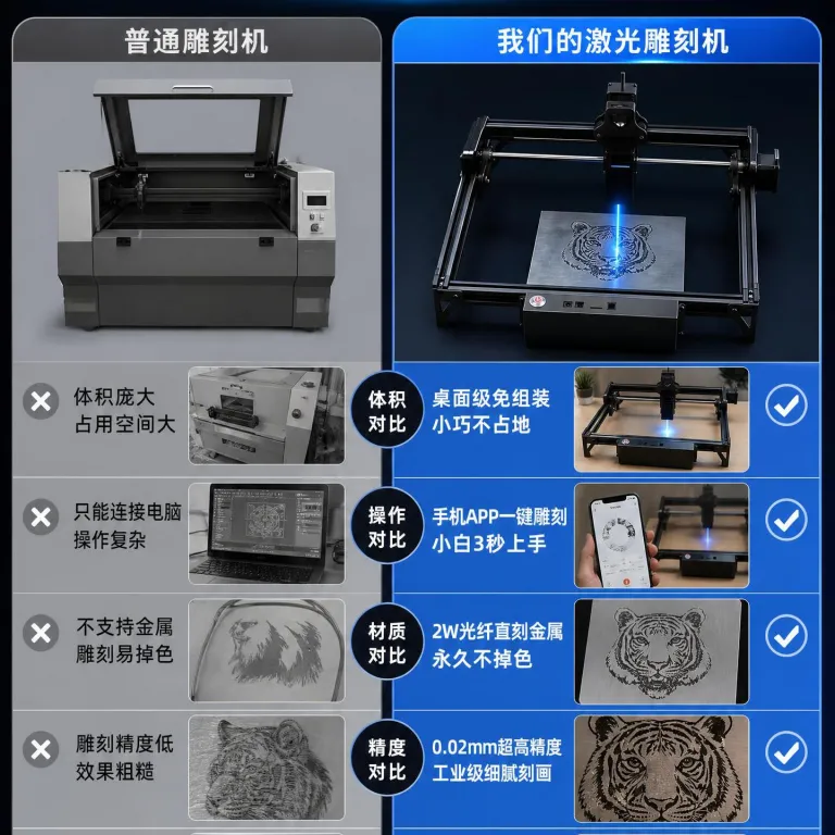 دستگاه لیزر مارکینگ رومیزی DIY حکاکی لیزری روی برگ، چوب، صنایع دستی و اکریلیک قابل کنترل با موبایل