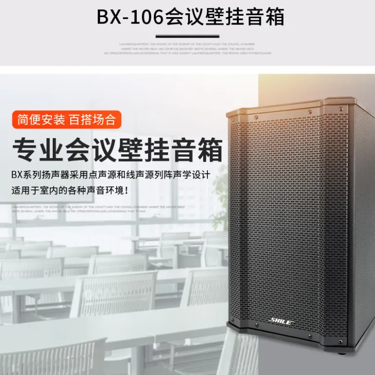 اسپیکر غیرفعال حرفه‌ای شیرو 10 اینچی 120W پرقدرت امپدانس ثابت، یک جفت بلندگوی دیواری سالن کنفرانس BX-106
