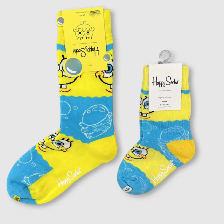 جوراب بچگانه HappySocks طرح کارتونی ساق متوسط مدل هایپی مناسب دختر و پسر برای استفاده بیرون از منزل طرح بامزه عمده و خانوادگی