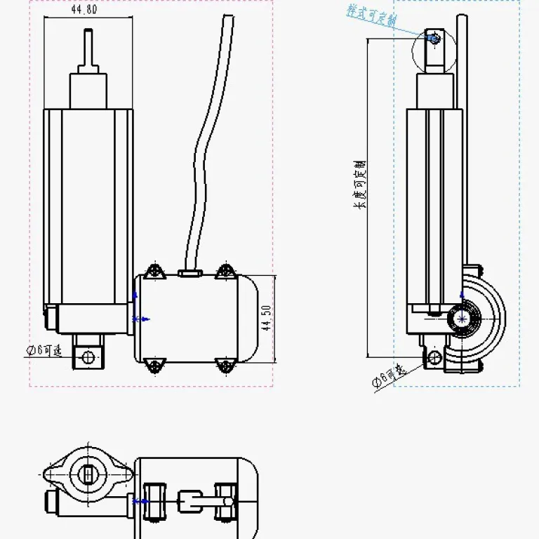 12V میله تلسکوپی برقی موتور بازکننده درب هود آشپزخانه عملگر خطی موتور فشار DC کم‌ولتاژ کم‌صدا