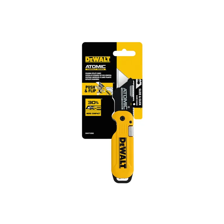چاقوی تاشو DeWalt DWHT10990 مدل ATOMIC، کاتر چندمنظوره، تیغ برش، کاغذبر و بازکننده جعبه