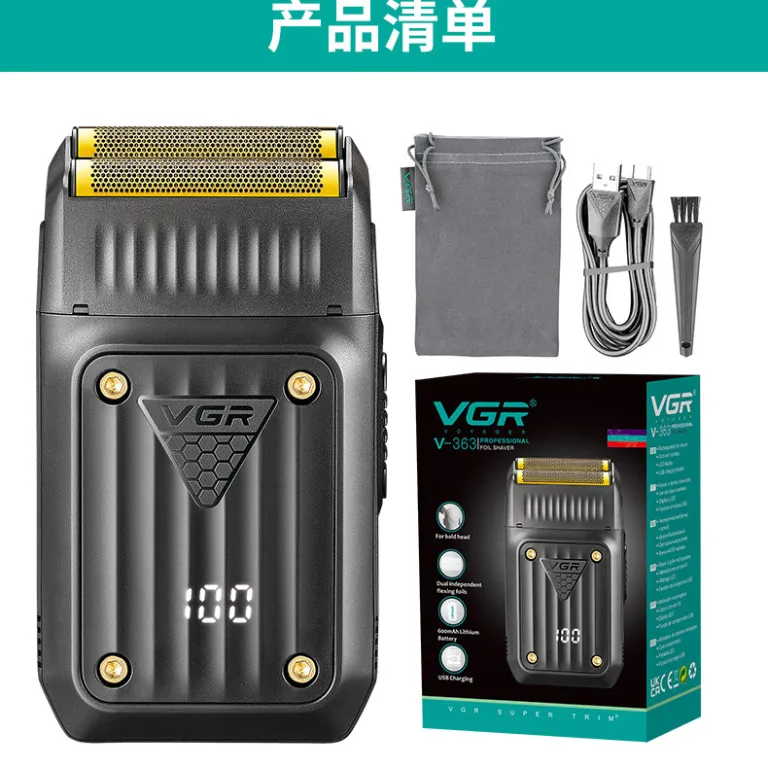 VGR363 ریشتراش رفت و برگشتی جدید با نمایشگر دیجیتال، قابل حمل، مناسب برای اصلاح سر و صورت