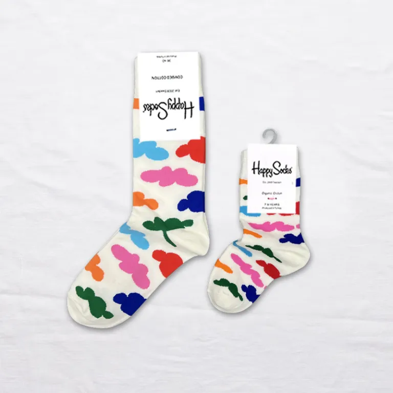 جوراب بچگانه HappySocks طرح کارتونی ساق متوسط مدل هایپی مناسب دختر و پسر برای استفاده بیرون از منزل طرح بامزه عمده و خانوادگی
