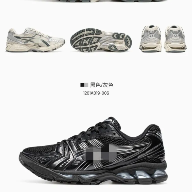 kayano14کفش دویدن ضربه‌گیر زنانه و مردانه ساق کوتاه کفش ورزشی راحتی K14رویه مشکی تنفس‌پذیر و مقاوم در برابر سایش