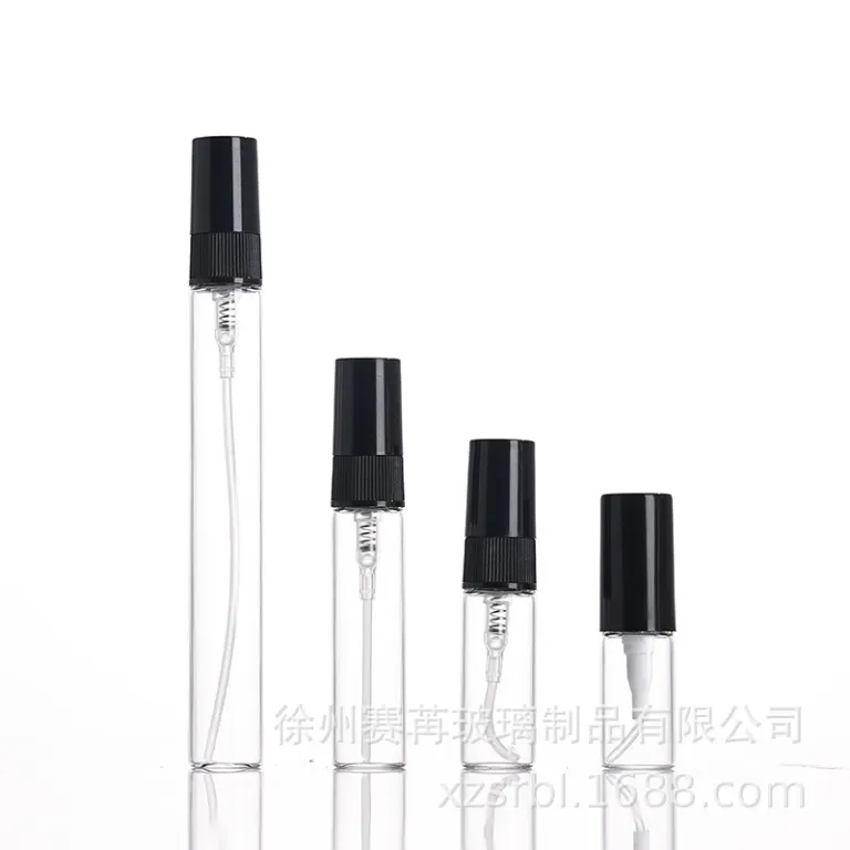 شیشه اسپری عطر ضخیم موجود در انبار کارخانه، مناسب نمونه عطر و پرفیوم قابل حمل، شیشه‌ای لوکس