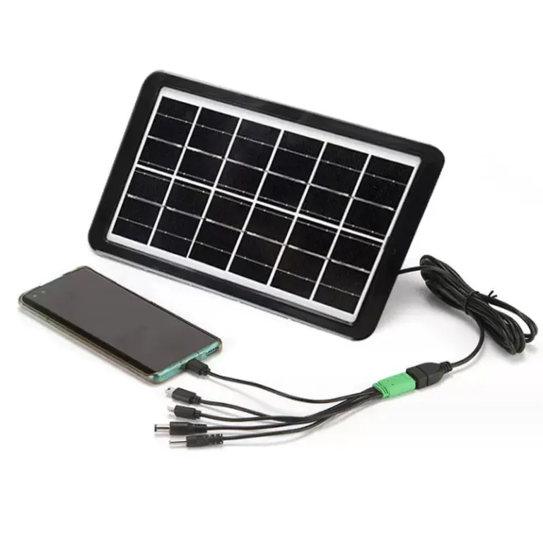 پنل شارژ خورشیدی USB با پنج خروجی type-c چندکاره برای موبایل و چراغ‌قوه با شارژ سریع 5V تثبیت‌کننده ولتاژ