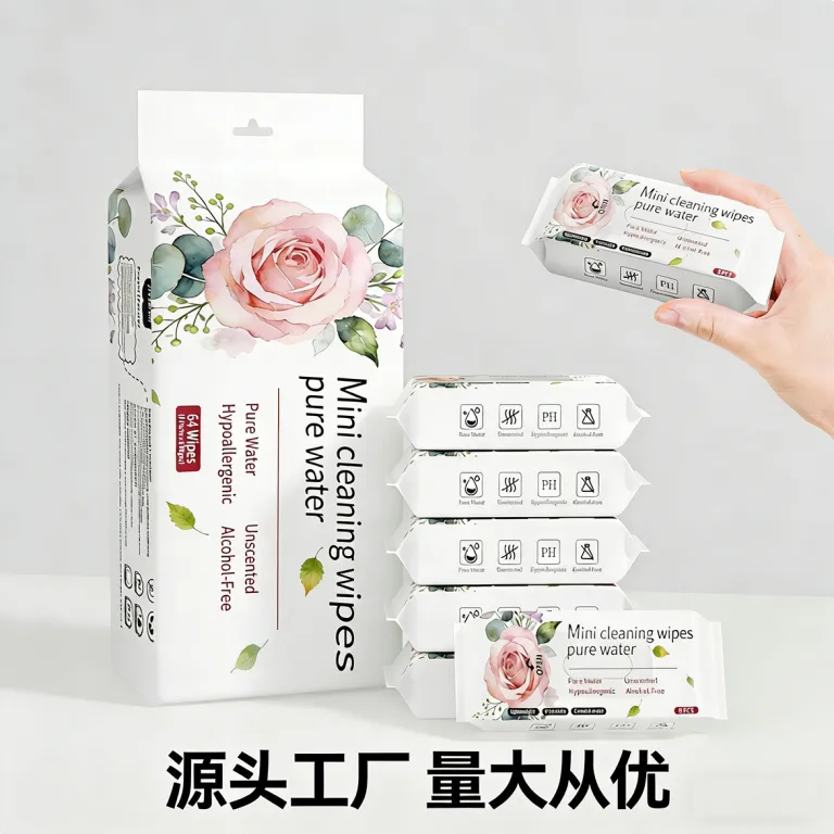 بسته کوچک دستمال مرطوب مینی قابل حمل Jianhe، مخصوص تمیز کردن دست و دهان نوزاد و کودک، دستمال مرطوب با بسته‌بندی انگلیسی