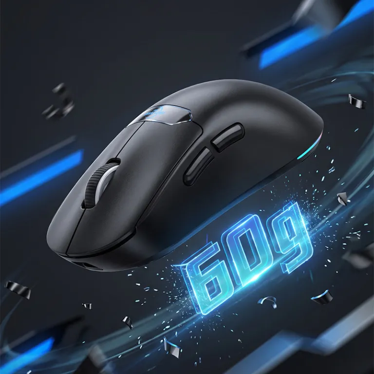 ماوس گیمینگ PAW3311 تراشه سهمُد سبک بی‌سیم صدادار ماوس RGB پایه شارژ مغناطیسی W001