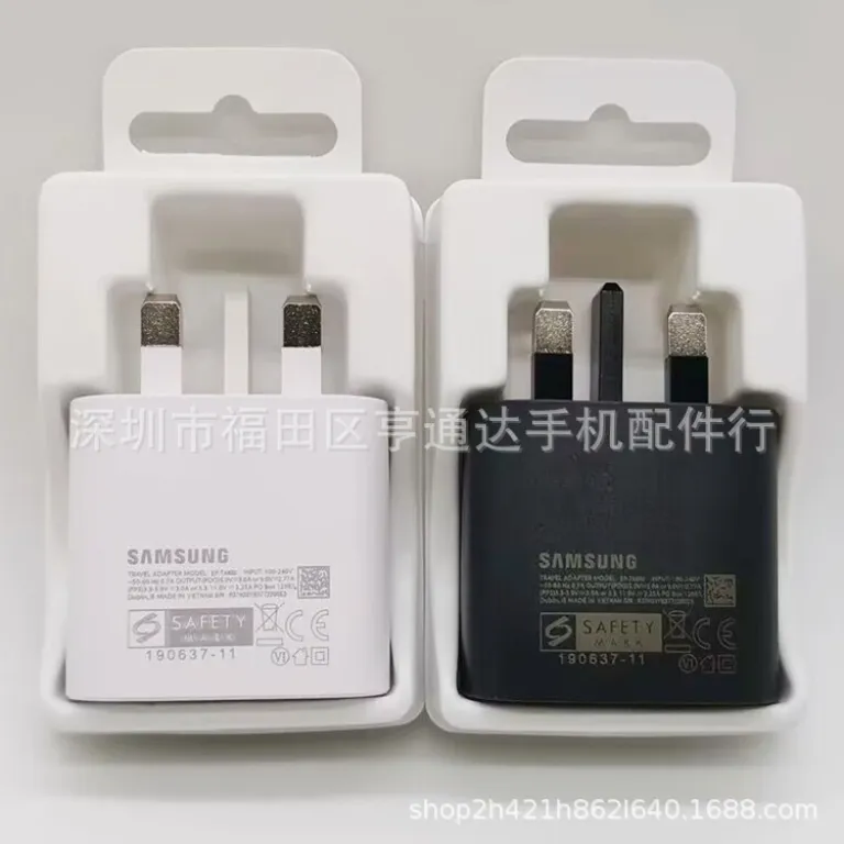 شارژر اورجینال 25w با دوشاخه بریتانیایی مناسب سامسونگ note10 S20 s21 تایپ سی 25w شارژ سریع