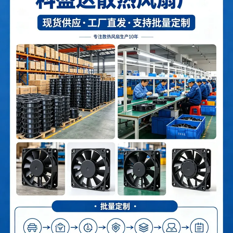 فن محوری صنعتی دلتا 220V موجود در انبار، فن خنک‌کننده بلبرینگ بی‌صدا برای کابینت توزیع برق