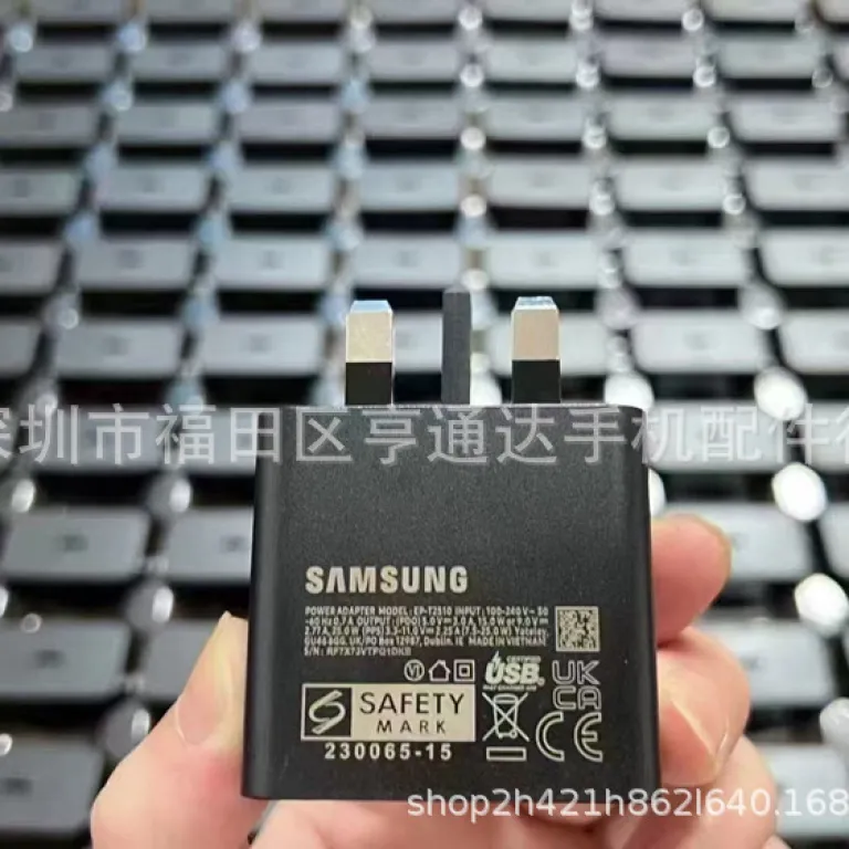 شارژر جدید 25W T2510 اورجینال مناسب سامسونگ S23/S24 با دوشاخه انگلیسی 25W و قابلیت سوپر فست شارژ