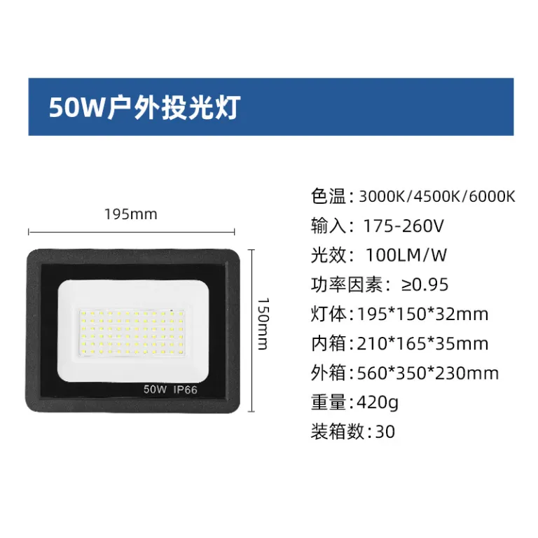 پروژکتور سیب کوچک فوق‌باریک 100W، پروژکتور فضای باز 200W، نورافکن ضدآب برای نورپردازی پروژه
