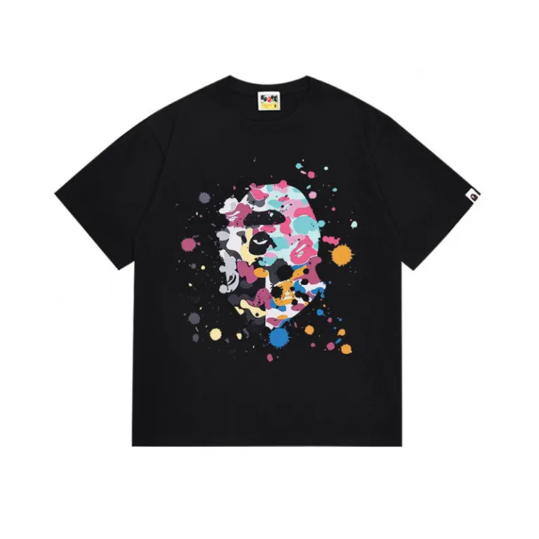 تی‌شرت BAPE تابستانی طرح سر میمون استتاری مردانه و زنانه استایل ژاپنی موجودی عمده
