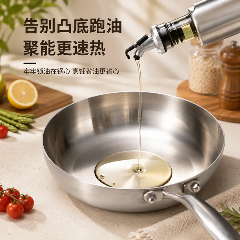 ماهیتابه استیل سه لایه 304 نچسب بدون پوشش مخصوص پنکیک و استیک