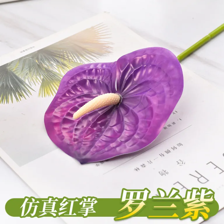 گل آنتوریوم مصنوعی تک شاخه 3D با بافت طبیعی فلامینگو دکور صحنه خانه چیدمان تزئینی شاخه گل مصنوعی دسته گل