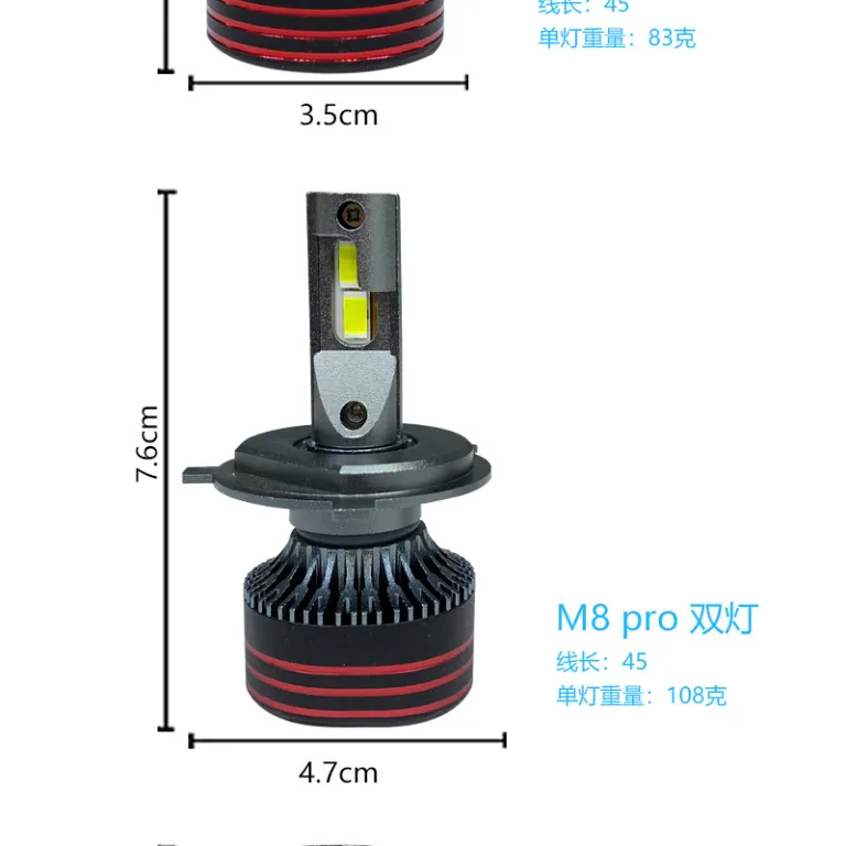 چراغ جلو LED خودرو M8 مدل جدید با نور متمرکز و روشنایی بالا، فروش عمده کارخانه