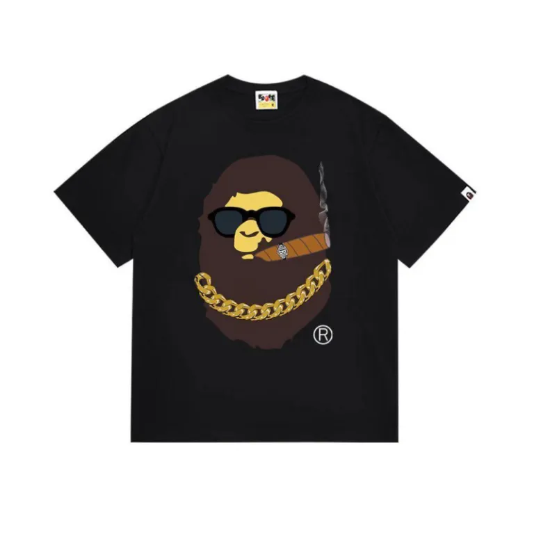 تی‌شرت BAPE تابستانی طرح سر میمون استتاری مردانه و زنانه استایل ژاپنی موجودی عمده