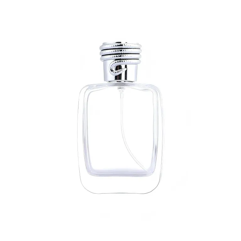 بطری خالی عطر مربعی ضخیم شیشه‌ای شفاف برای پر کردن مجدد، بطری اسپری فشاری لوازم آرایشی