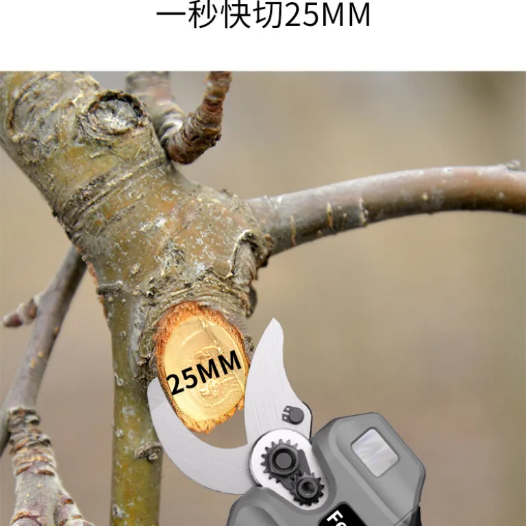 قیچی هرس شارژی بی‌سیم براشلس 21V برند Feihu 25MM قیچی باغبانی دستی قابل شارژ برای هرس درختان میوه