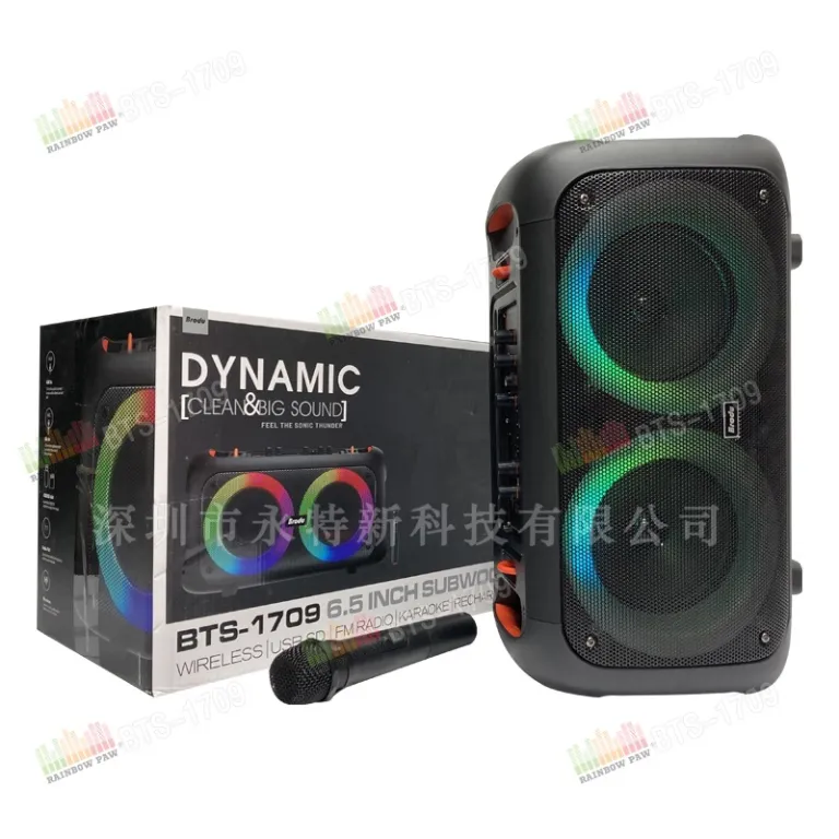 اسپیکر بلوتوثی قابل حمل بنددار BTS سری BTS-1709 دوگانه 6.5 اینچی عمده کارخانه KTS