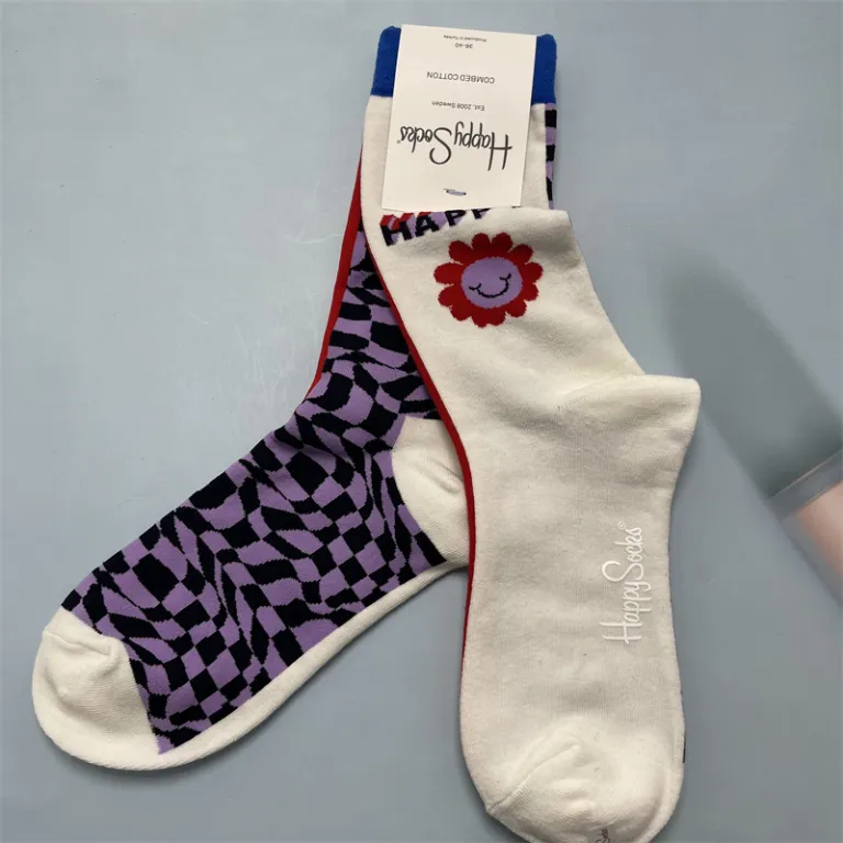 جوراب زنانه رنگارنگ HappySocks طرح کارتونی بامزه مدل اینستاگرامی نیمه‌ساقه بیرونی خیابانی