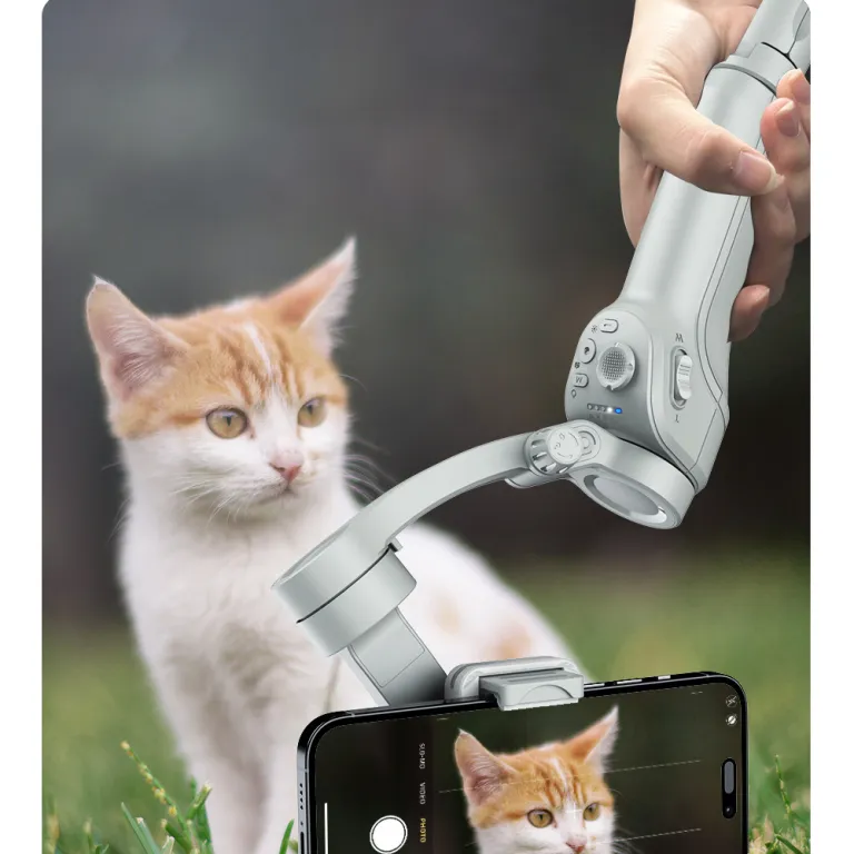 گیمبال دستی سه‌محوره TOKQI با لرزش‌گیر و ردیابی هوشمند چهره برای عکاسی و پخش زنده