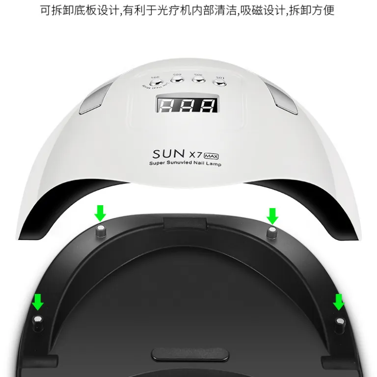 فروش مستقیم کارخانه SUNX7MAX دستگاه ژلیش ناخن 180W لامپ خشککن ناخن با سنسور خودکار و دو منبع نور