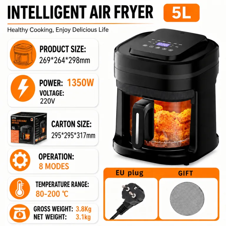2026 سرخ‌کن بدون روغن مدل جدید خانگی، دستگاه چندکاره سرخ‌کن و فر airfryer سفارشی 6 لیتر