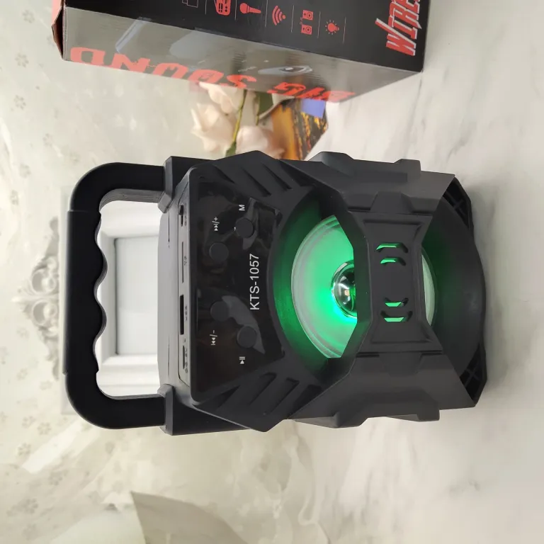 KTS-1057 بلندگوی بلوتوثی قابل حمل با ساب‌ووفر، مناسب فضای باز، پشتیبانی از کارت حافظه، بلندگوی 3 اینچی با نورپردازی
