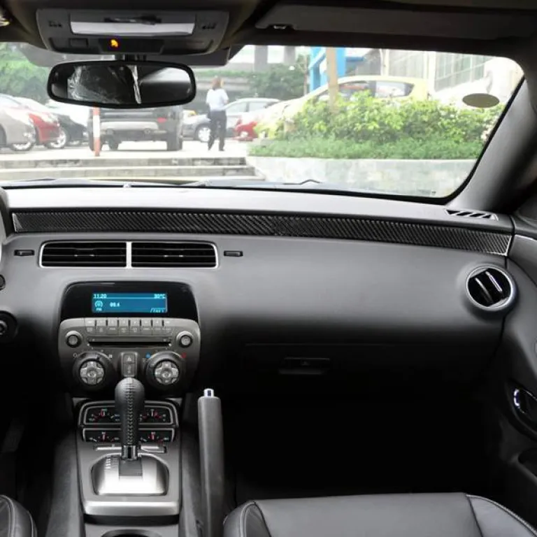3 عدد مناسب برای 10-15 فرمان چپ شورلت کامارو Chevrolet نوار تزئینی کنسول وسط فیبر کربن نرم