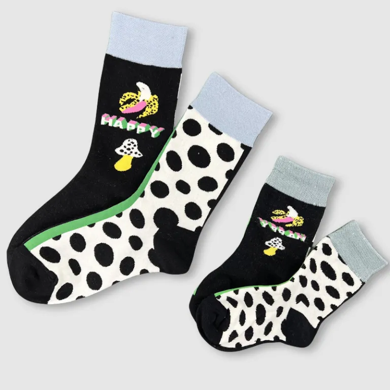 جوراب بچگانه HappySocks طرح کارتونی ساق متوسط مدل هایپی مناسب دختر و پسر برای استفاده بیرون از منزل طرح بامزه عمده و خانوادگی