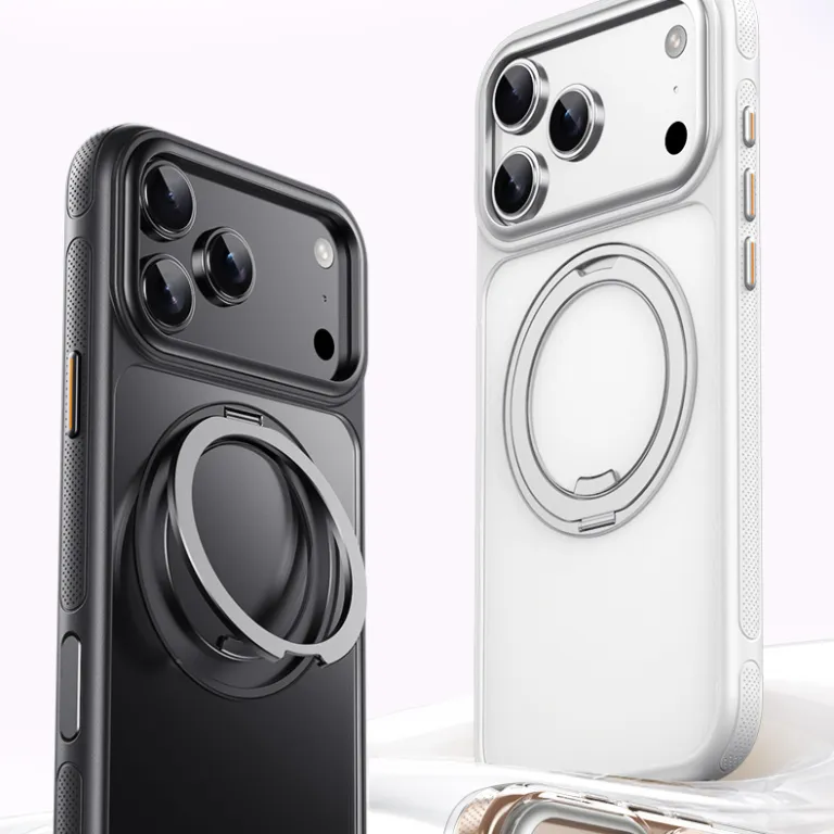 قاب گوشی پایه‌دار مناسب iPhone18Pro با پایه چرخشی مگنتی و لولای مقاوم اپل 17 دارای دکمه‌های سرخود