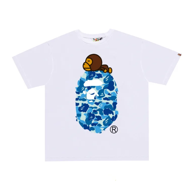 تی‌شرت BAPE تابستانی طرح سر میمون استتاری مردانه و زنانه استایل ژاپنی موجودی عمده