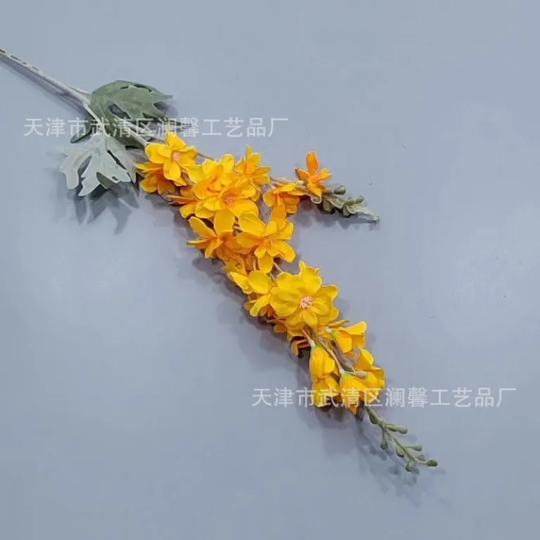 گل مصنوعی دلفینیوم دوشاخه مخملی، گل ابریشمی تزئینی برای عروسی، دکور منزل و فروش عمده