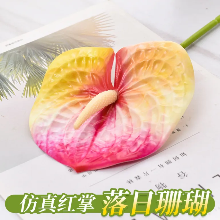 گل آنتوریوم مصنوعی تک شاخه 3D با بافت طبیعی فلامینگو دکور صحنه خانه چیدمان تزئینی شاخه گل مصنوعی دسته گل