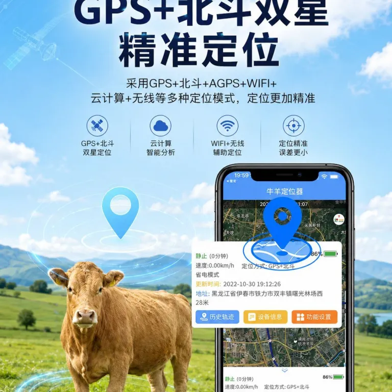 5G ردیاب خورشیدی گاو و گوسفند، ردیاب GPS گاو و گوسفند، ضدآب و ضدسرقت، ماهواره بیدو