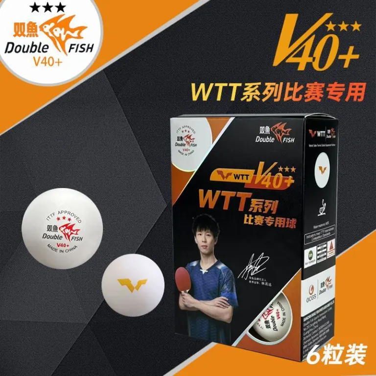 توپ پینگ‌پنگ سه ستاره WTT دو ماهی V40 + مواد جدید توپ دوخته بزرگ برای باشگاه، مسابقه و تمرین، سفید، بسته 6 عددی