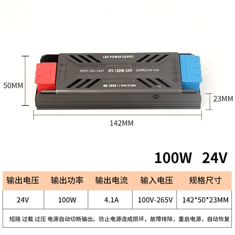منبع تغذیه سوئیچینگ فوق‌باریک با رزین 24V منبع تغذیه جعبه نور درایور LED ولتاژ پایین برای نوار LED و چراغ خطی ریلی