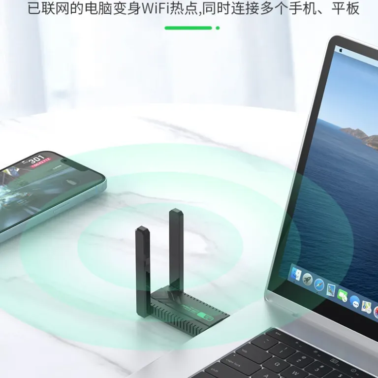 دانگل وای‌فای USB دو بانده گیگابیتی بدون نیاز به درایور 5G گیرنده وای‌فای برای کامپیوتر رومیزی، لپ‌تاپ و فرستنده